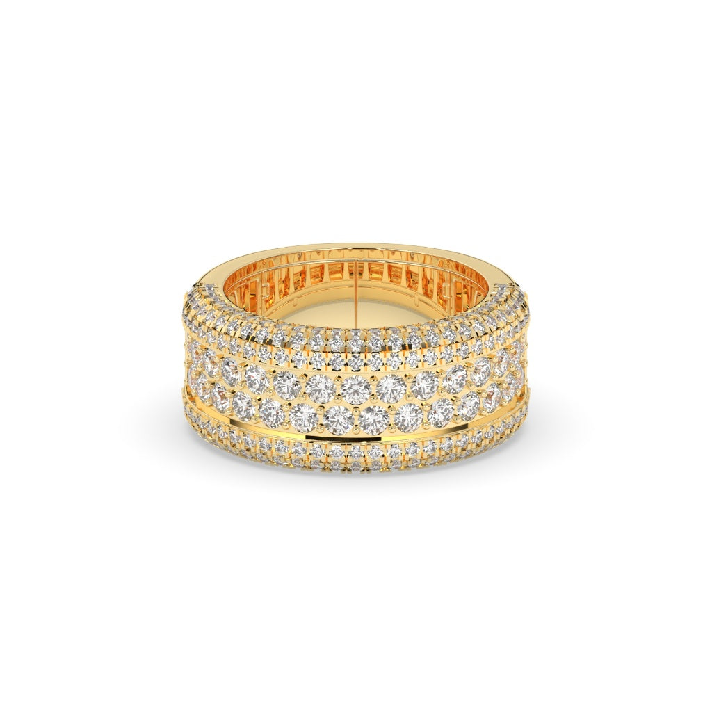 TRIPLE ROW GOLD DIAMOND BAND