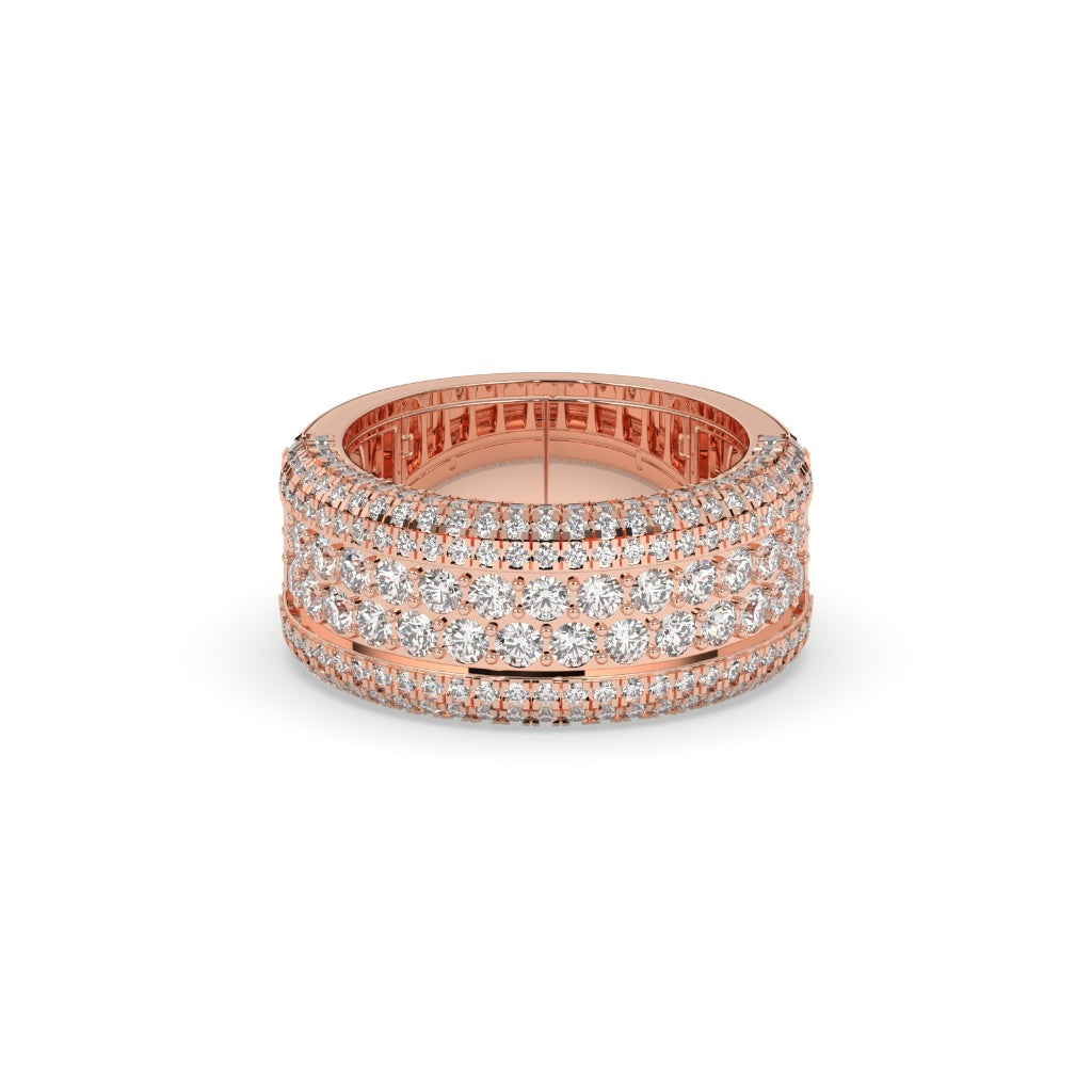 TRIPLE ROW GOLD DIAMOND BAND