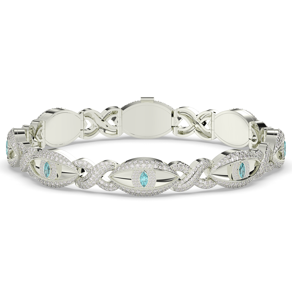 AQUA EVIL EYE GOLD BRACELET