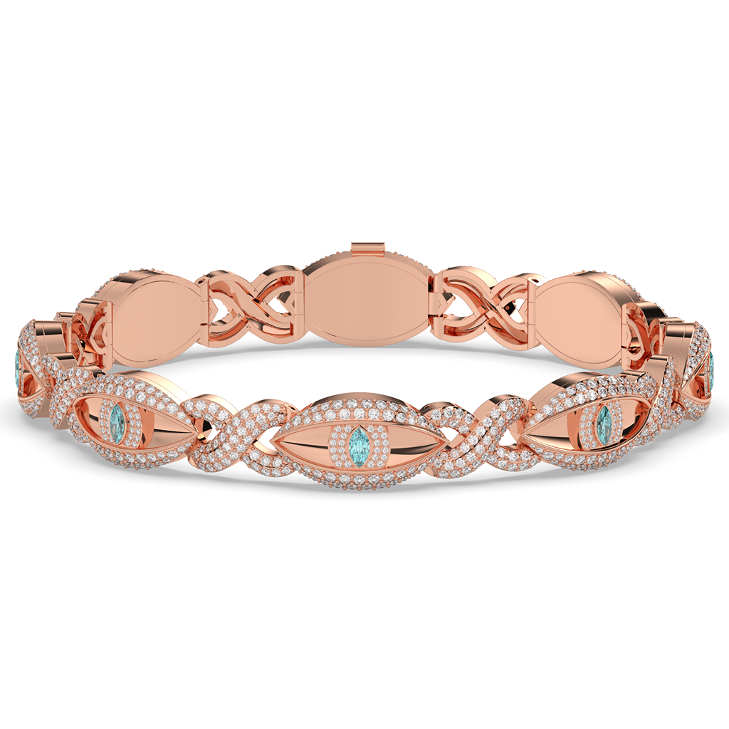 AQUA EVIL EYE GOLD BRACELET