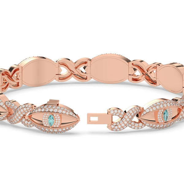 AQUA EVIL EYE GOLD BRACELET