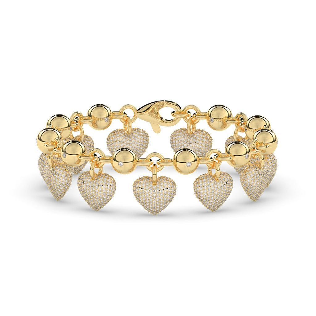 DOUBLE LAYER HEART CHARM BRACELET