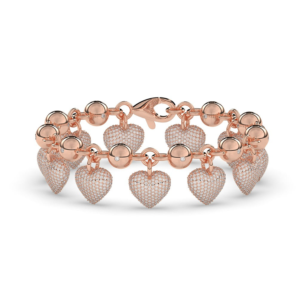 DOUBLE LAYER HEART CHARM BRACELET
