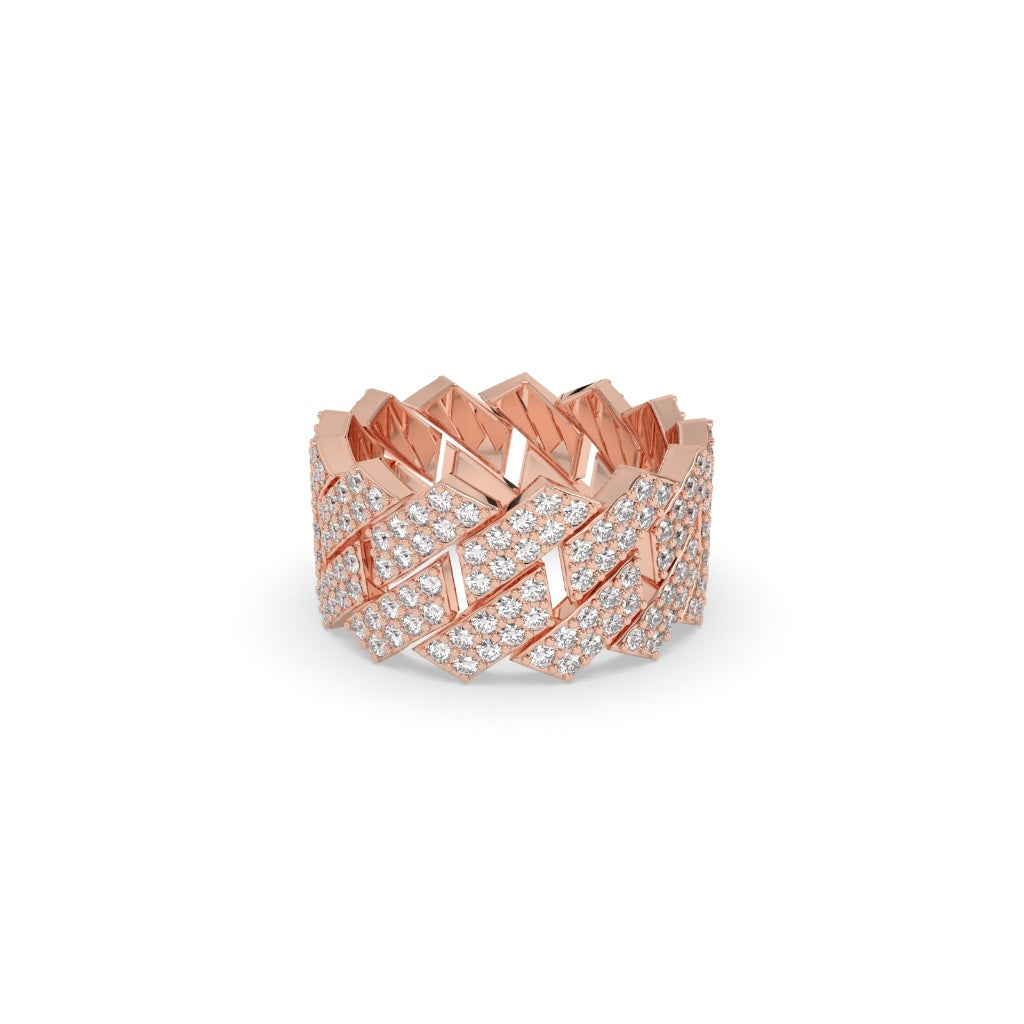 BRAIDED DESIGN GOLD DIAMOND BAND