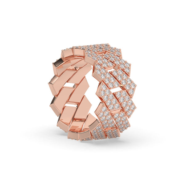 BRAIDED DESIGN GOLD DIAMOND BAND