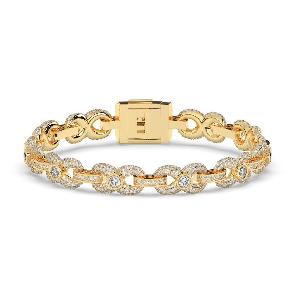 DIAMOND HALO LINK GOLD BRACELET