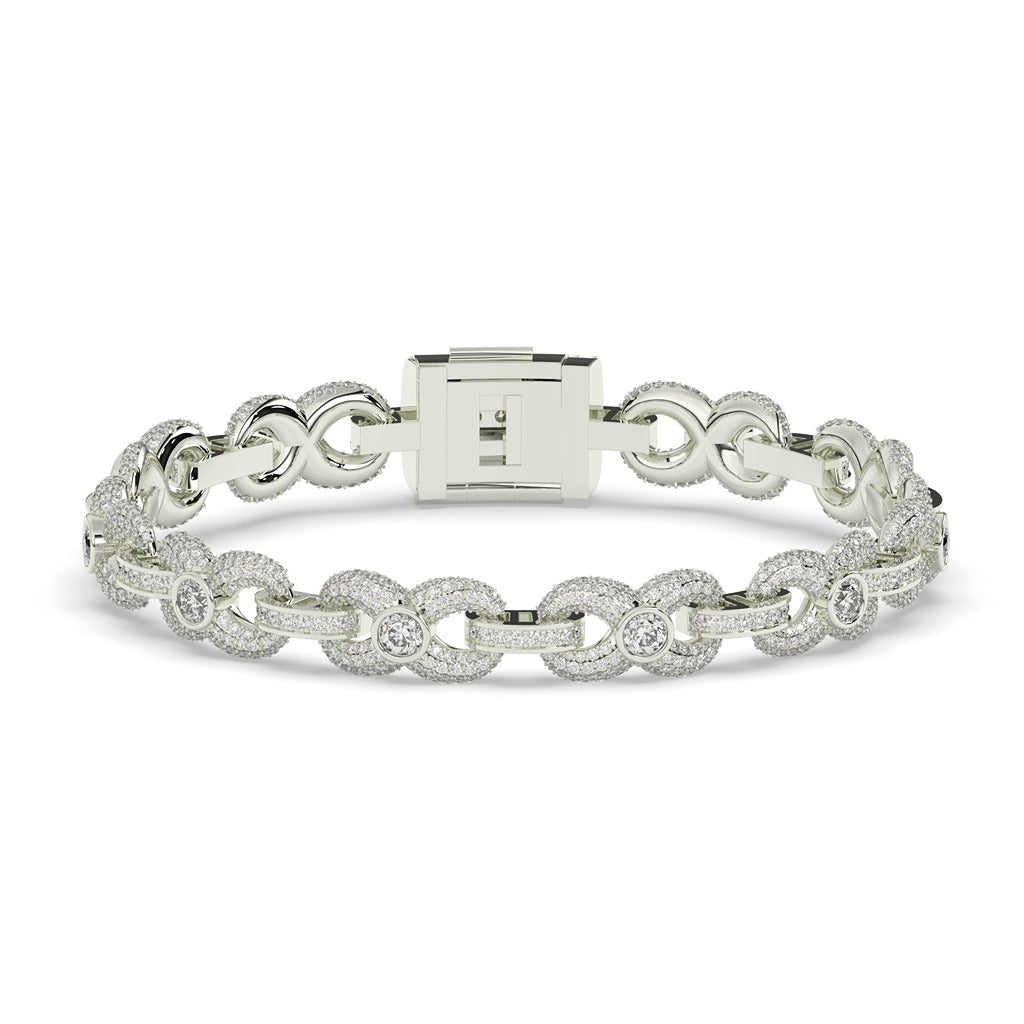 DIAMOND HALO LINK GOLD BRACELET