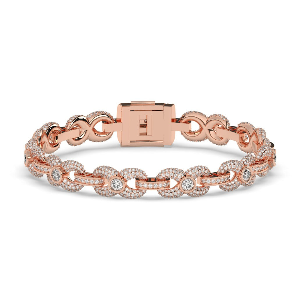 DIAMOND HALO LINK GOLD BRACELET
