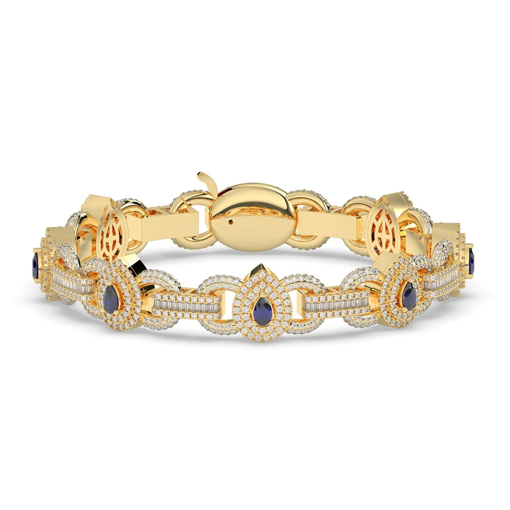 TEARDROP SAPPHIRE DIAMOND LINK BRACELET