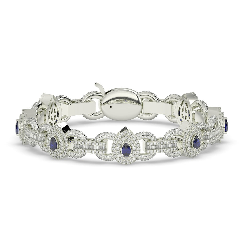 TEARDROP SAPPHIRE DIAMOND LINK BRACELET