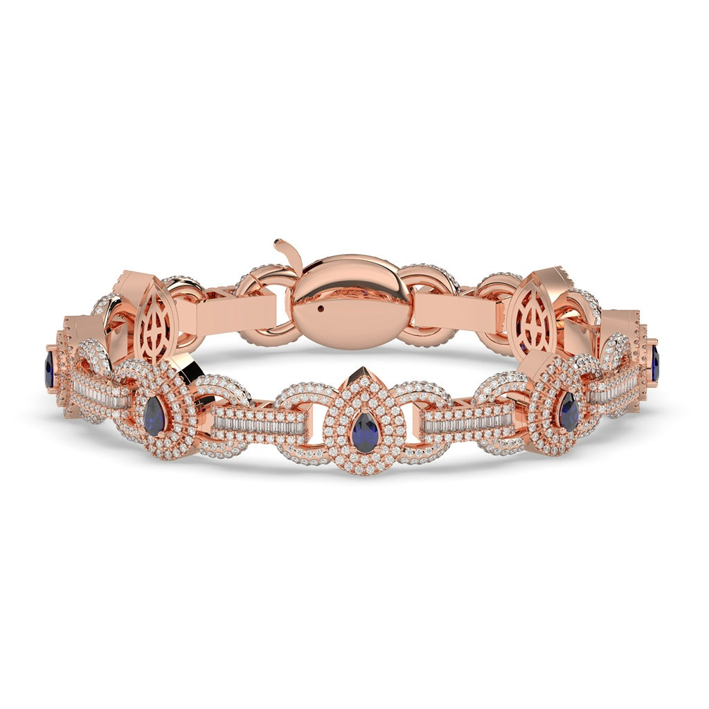 TEARDROP SAPPHIRE DIAMOND LINK BRACELET