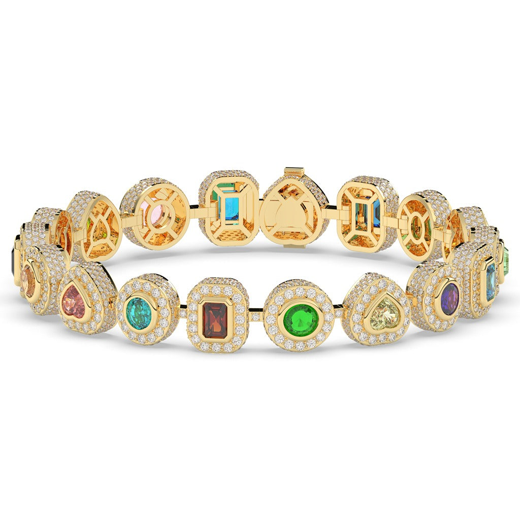RAINBOW GEMS DIAMOND GOLD BRACELET