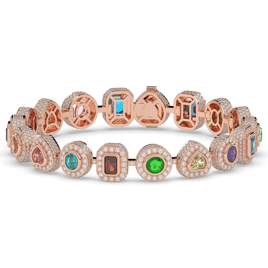 RAINBOW GEMS DIAMOND GOLD BRACELET
