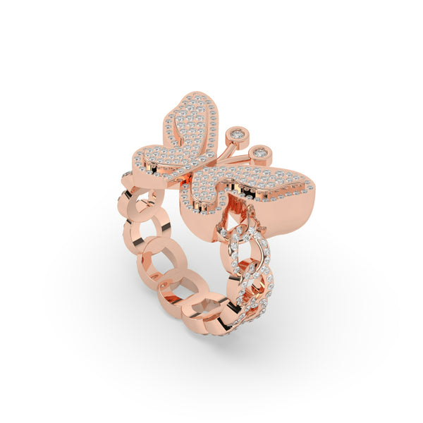 ROSE GOLD BUTTERFLY DIAMOND RING