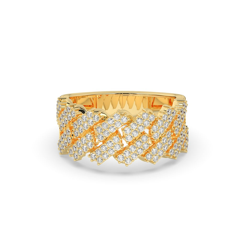 CROSS LINKED DIAMOND GOLD RING
