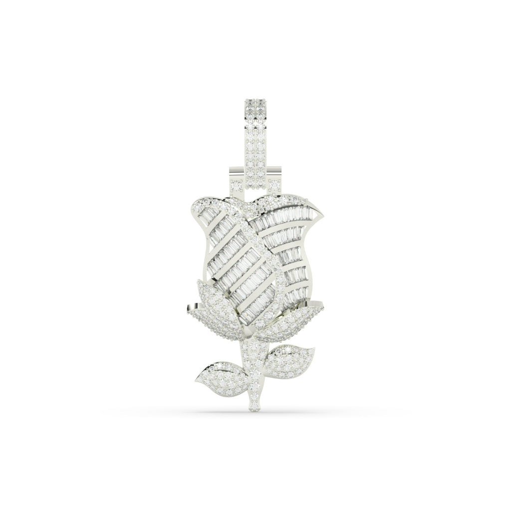 DIAMOND ENCRUSTED GOLD ROSE PENDANT