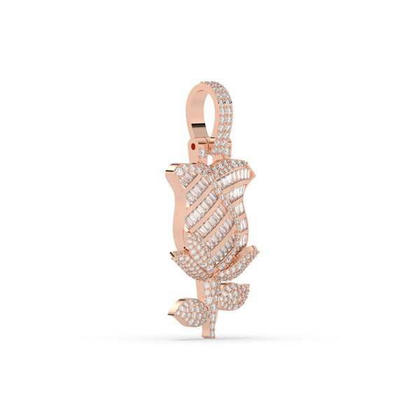 DIAMOND ENCRUSTED GOLD ROSE PENDANT