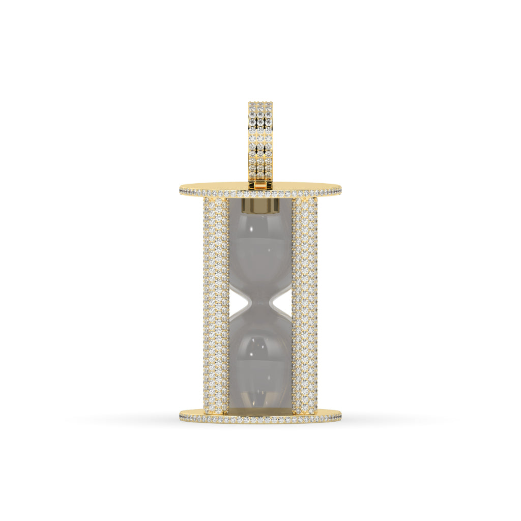 DIAMOND ENCRUSTED GOLD HOURGLASS PENDANT