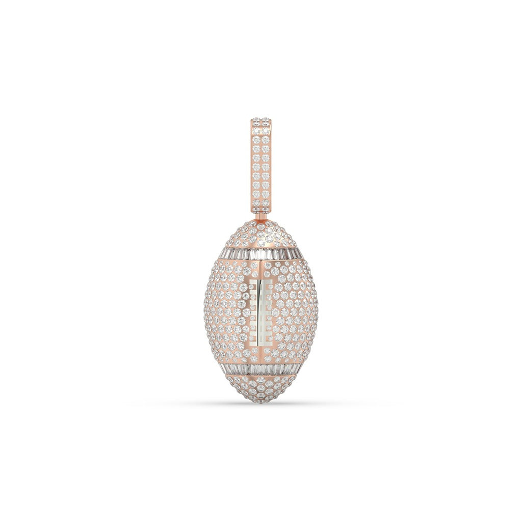 DIAMOND ENCRUSTED GOLD FOOTBALL PENDANT