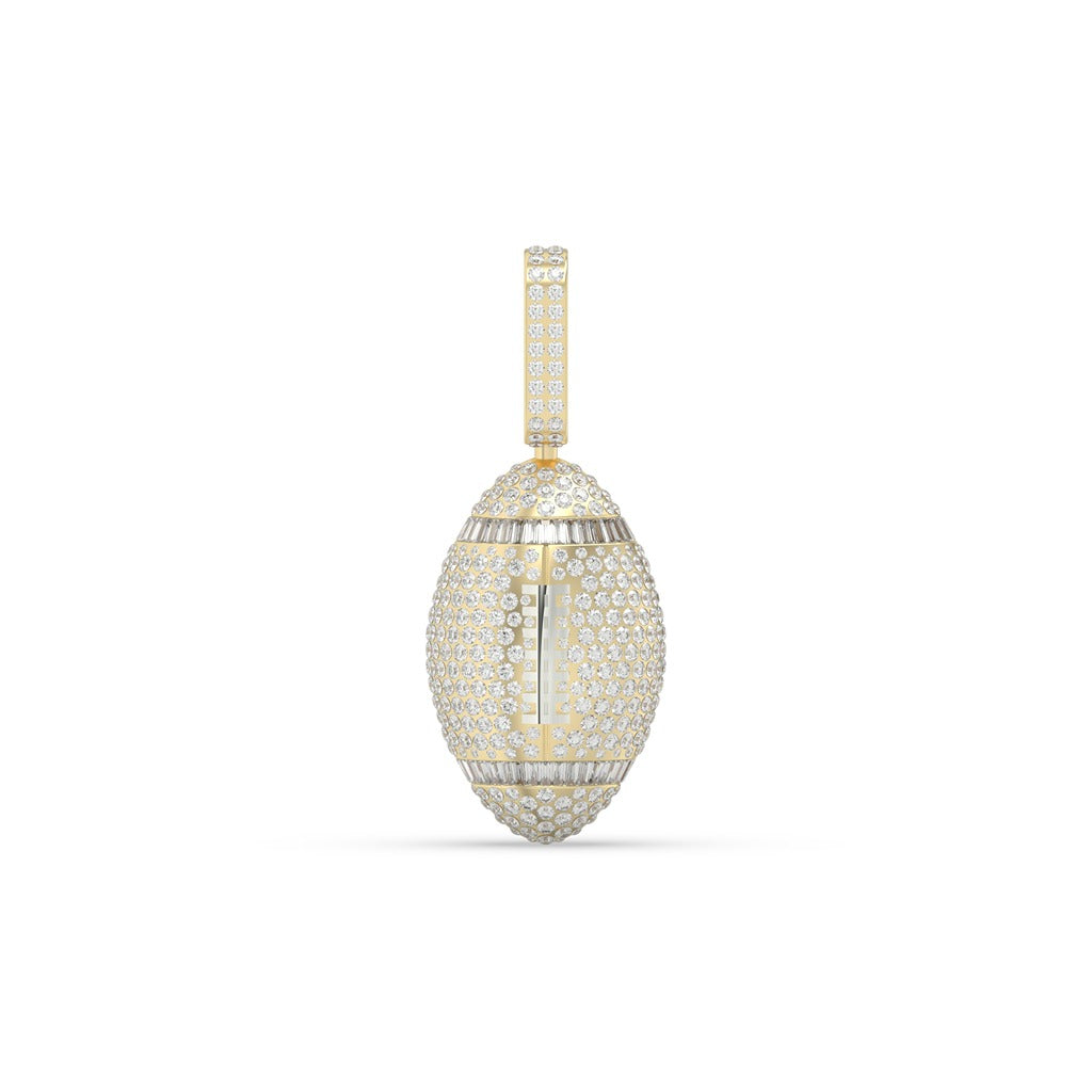 DIAMOND ENCRUSTED GOLD FOOTBALL PENDANT
