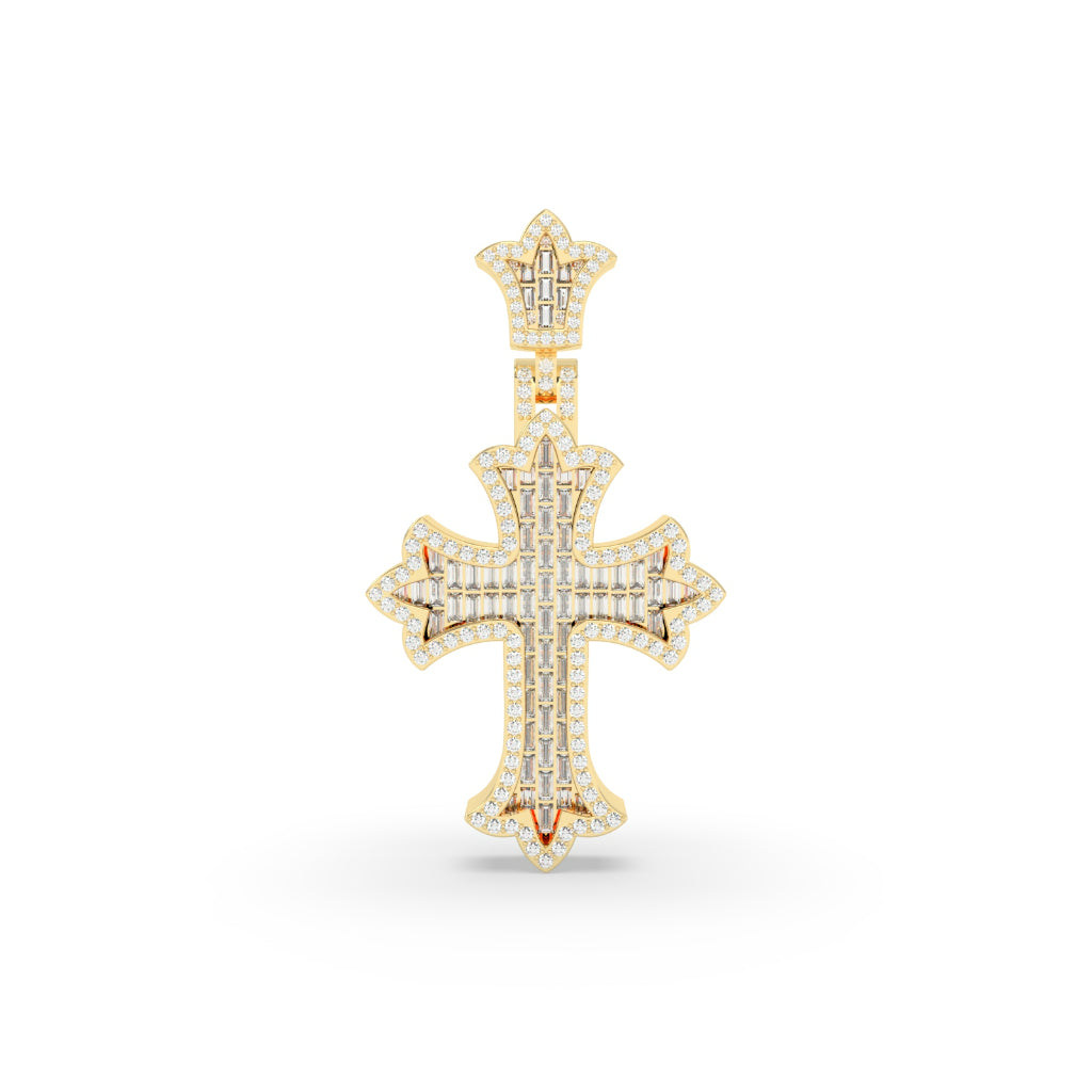 BAGUETTE DIAMOND FLARED CROSS PENDANT