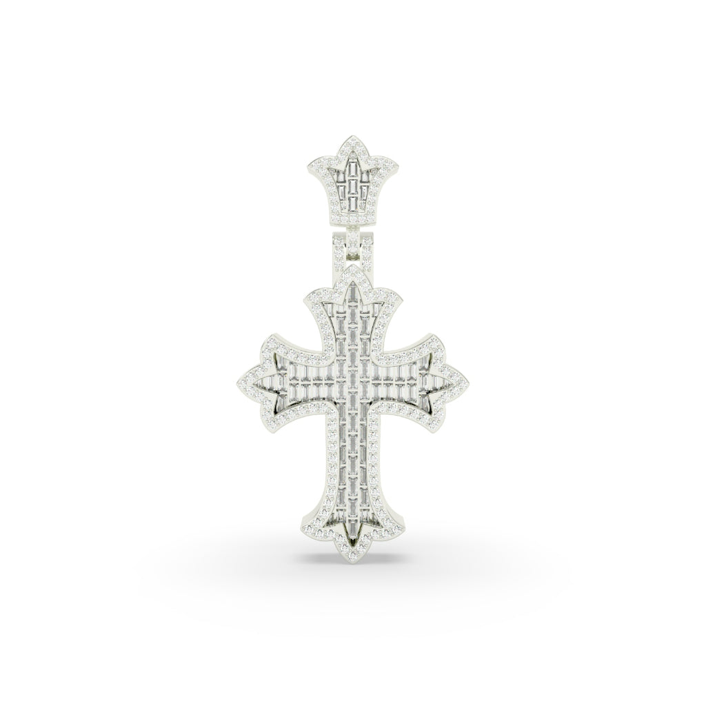 BAGUETTE DIAMOND FLARED CROSS PENDANT