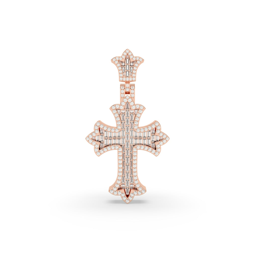 BAGUETTE DIAMOND FLARED CROSS PENDANT