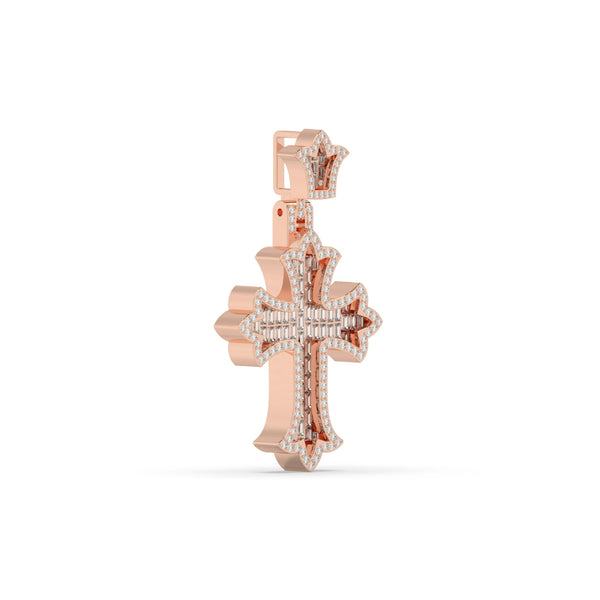 BAGUETTE DIAMOND FLARED CROSS PENDANT