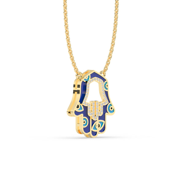 ROUND DIAMOND HAMSA ICED OUT HIP HOP PENDANT