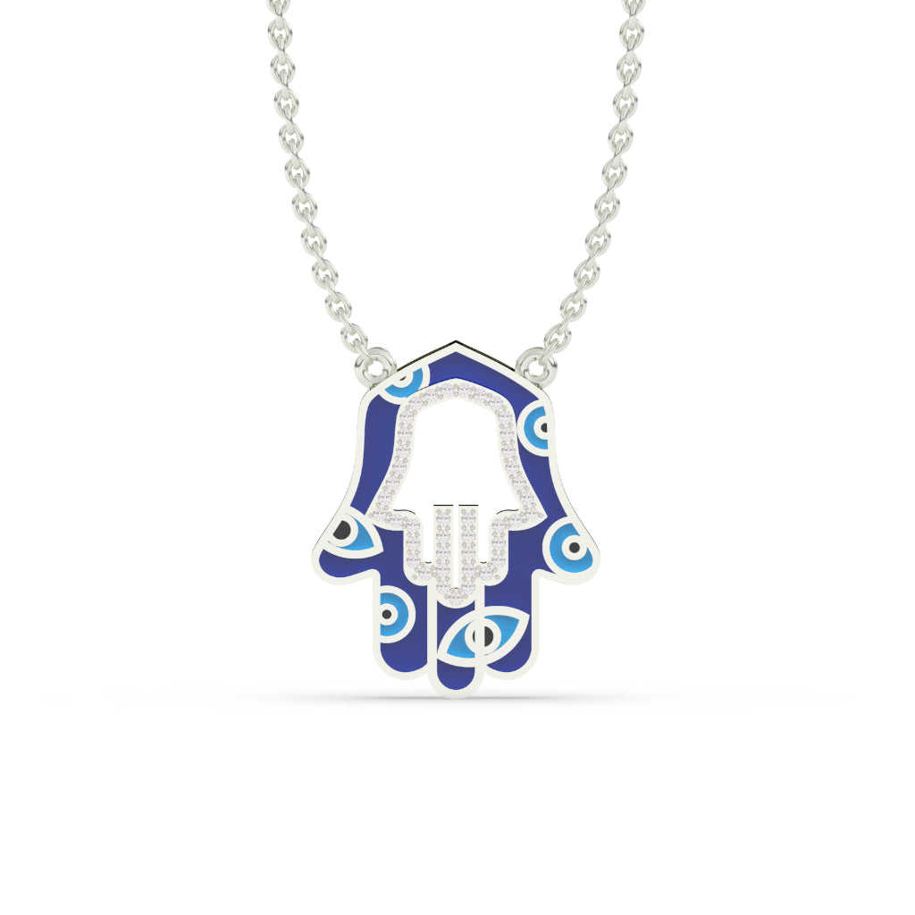 ROUND DIAMOND HAMSA ICED OUT HIP HOP PENDANT