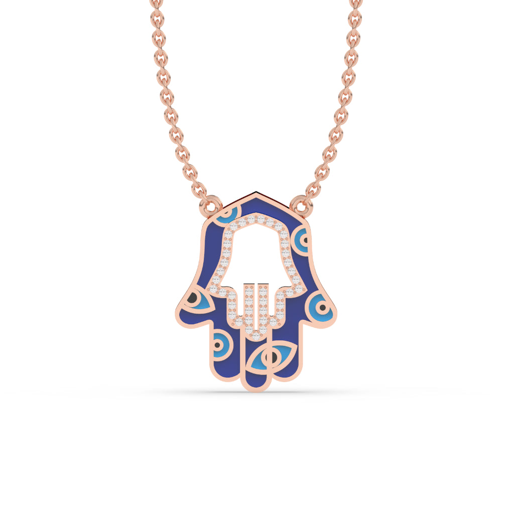 ROUND DIAMOND HAMSA ICED OUT HIP HOP PENDANT