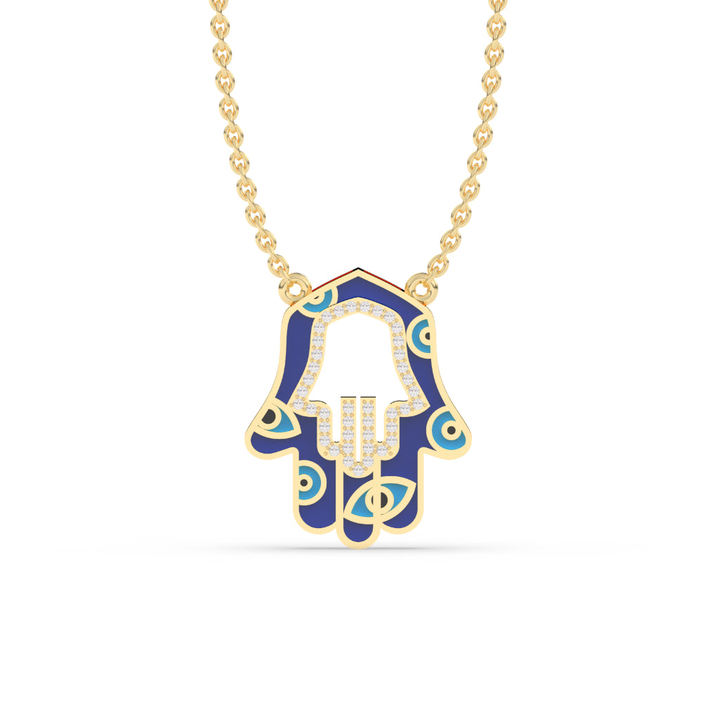 ROUND DIAMOND HAMSA ICED OUT HIP HOP PENDANT