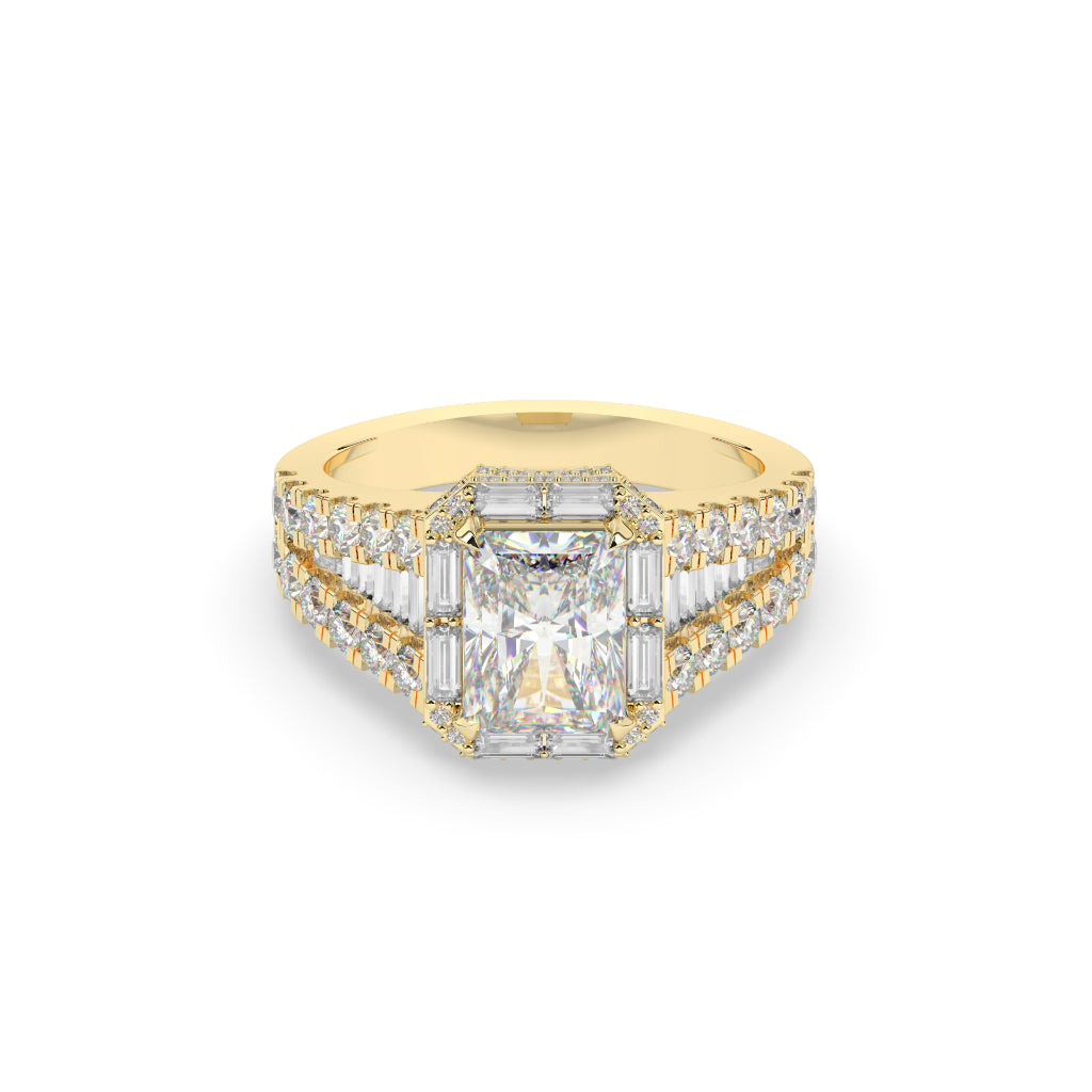 LUXURY ASSCHER DIAMOND SPLIT RING