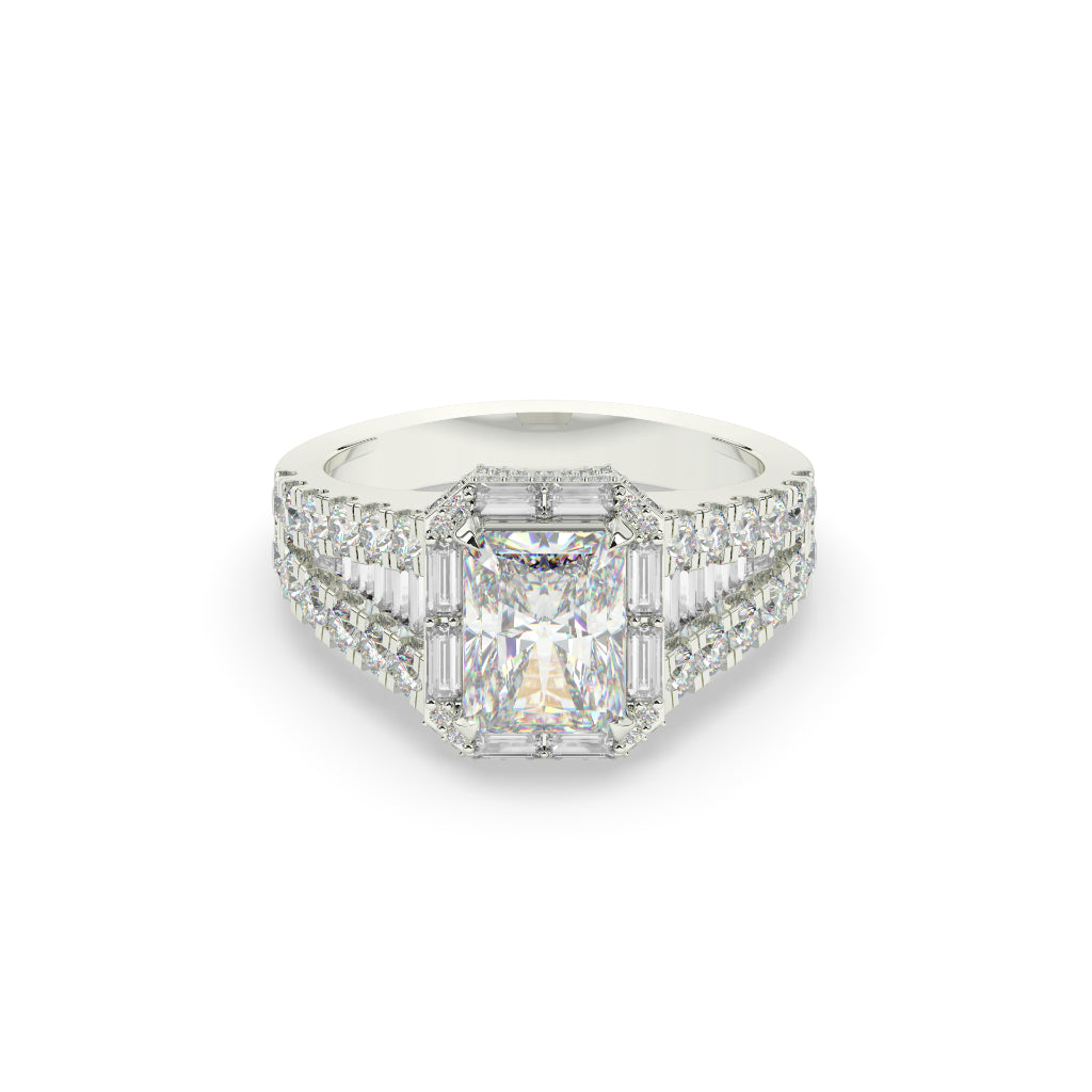 LUXURY ASSCHER DIAMOND SPLIT RING