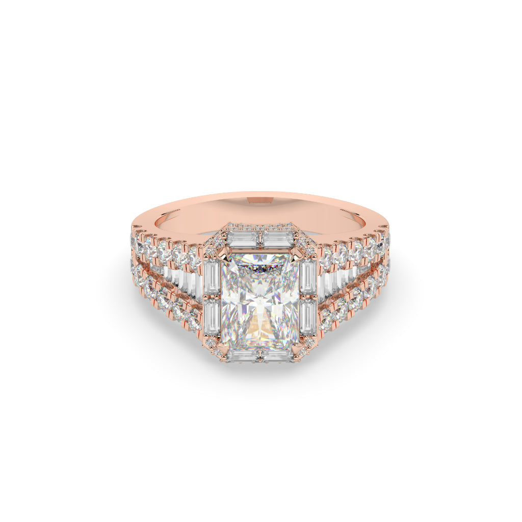 LUXURY ASSCHER DIAMOND SPLIT RING