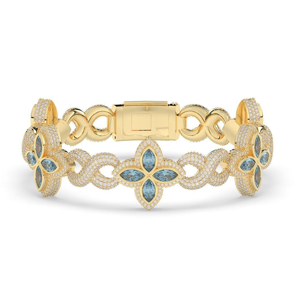 BLUE FLORAL SPARKLE CHARM BRACELET