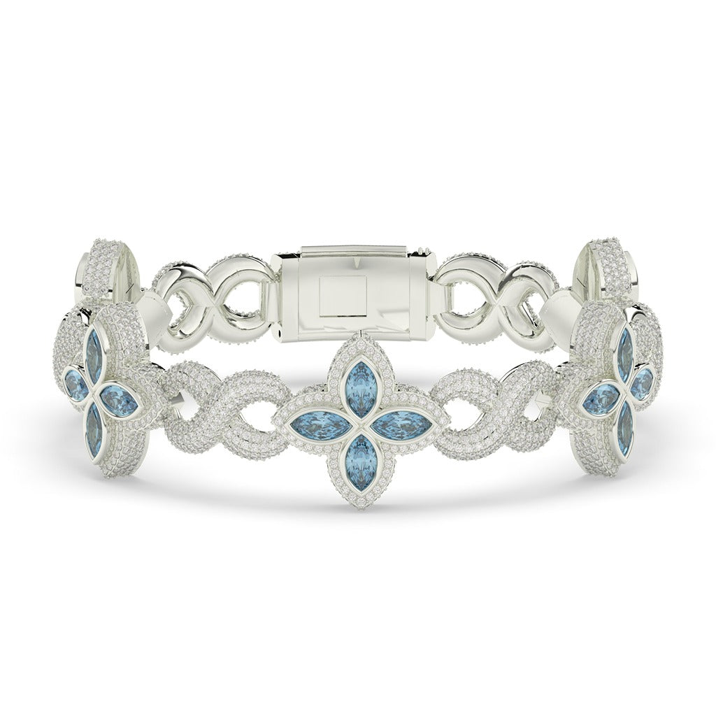 BLUE FLORAL SPARKLE CHARM BRACELET