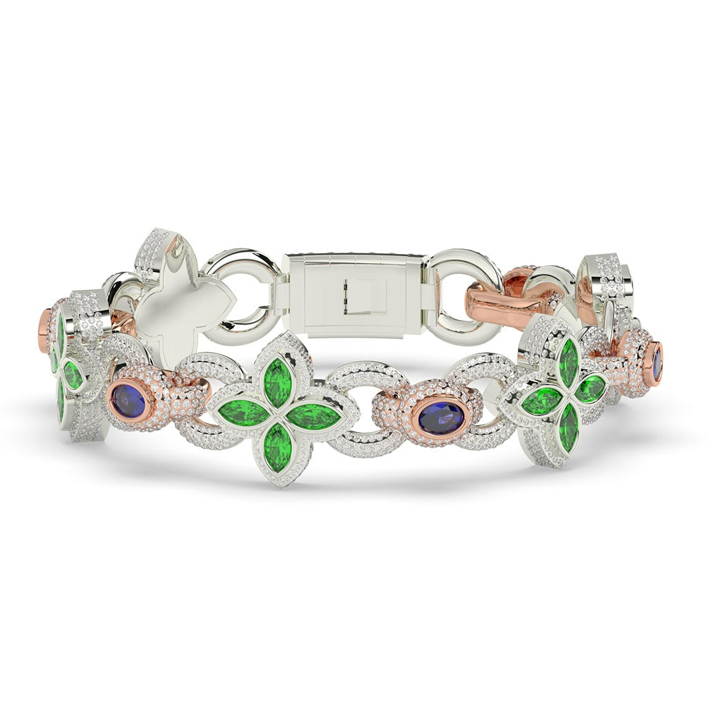 EMERALD BLOOM DIAMOND CHARM BRACELET