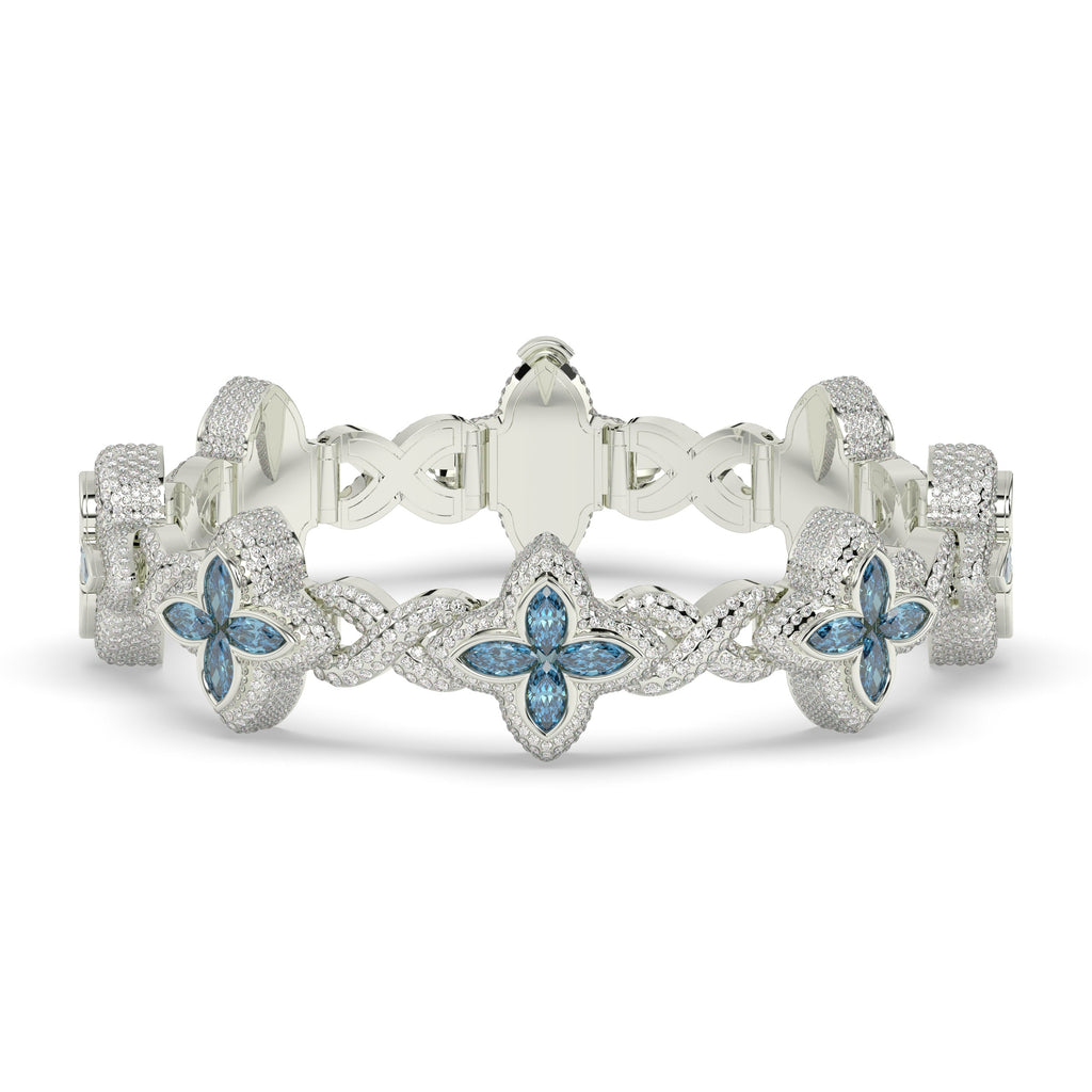 BLUE PETAL SPARKLE CHARM BRACELET