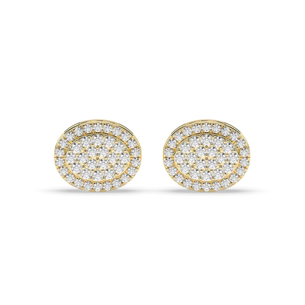 OVAL DOUBLE HALO STUD EARRINGS