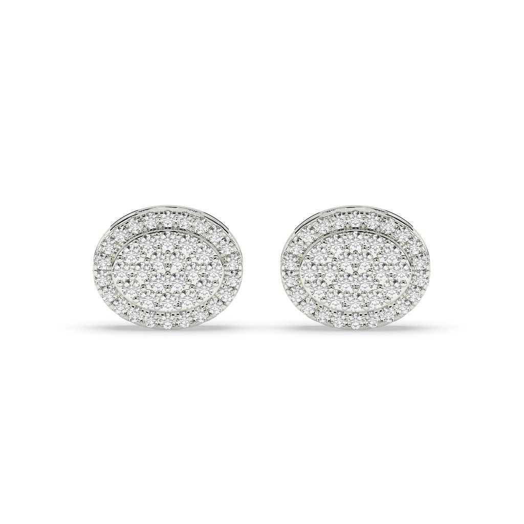 OVAL DOUBLE HALO STUD EARRINGS