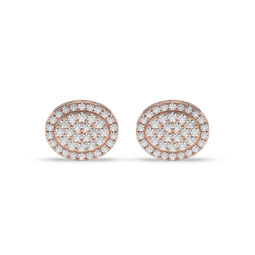 OVAL DOUBLE HALO STUD EARRINGS