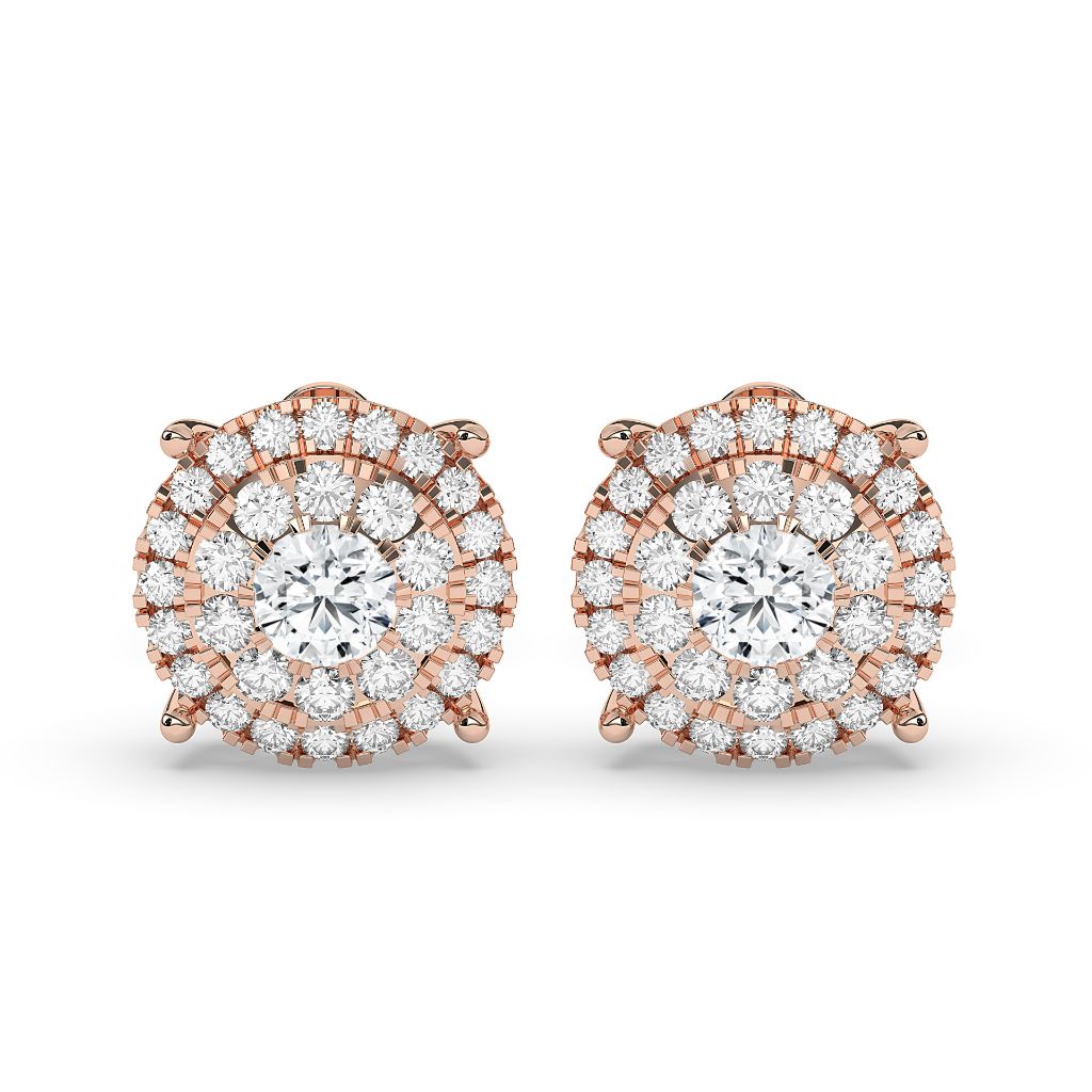 LUXURY HALO DIAMOND STUD EARRINGS