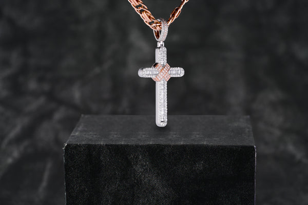 buy channel set double cross diamond pendant