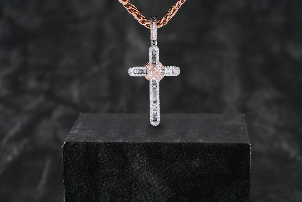 shop channel set double cross diamond pendant