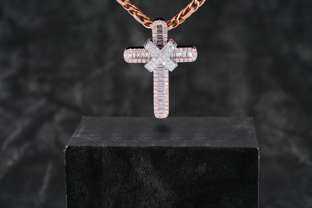 shop baguettes double cross pendant