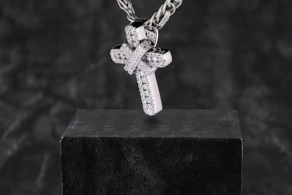 buy round double cross diamond pendant