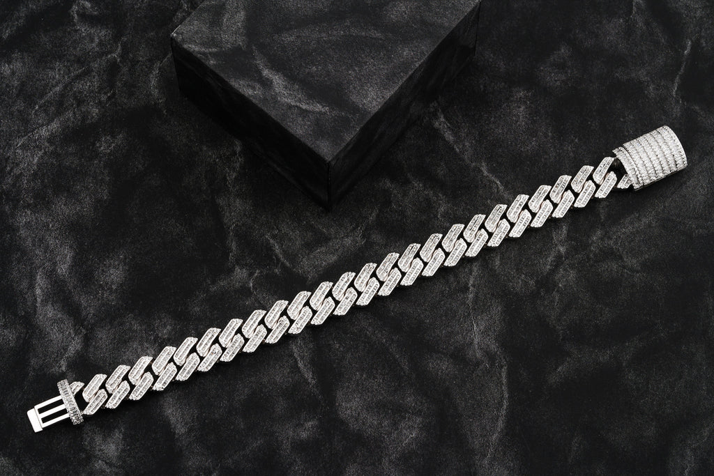 shop 12mm channel set baguette cuban hip hop bracelet