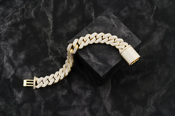 buy 15mm hip hop  raised prong set cuban bracelet