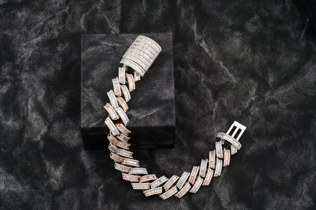 shop 16mm channel set baguette cuban bracelet